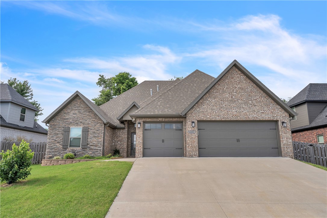 Merely 15 mins from new Walmart home office. Zoned for Bentonville School district. Nested among five mature tress in a quiet cup-de-sac, this stunning 6-bedroom, 4-bath home built in 2022 offers luxury living with a nature inspired setting. Enjoy a spacious media room, an elegant remote-controlled fireplace, and a three-car garage. The home features tow independent HVAC units, a French drain system, and perimeter landscaping with decorative stones. Included appliances: refrigerator, washer, dryer, microwave, oven, and dishwasher. Located just 0.1 miles from two dog parks, a community pool, a Childers park, a scenic creek, and a walking trail. The house is also listed to sell but if it gets rented before that then "on sale" listing will come down.