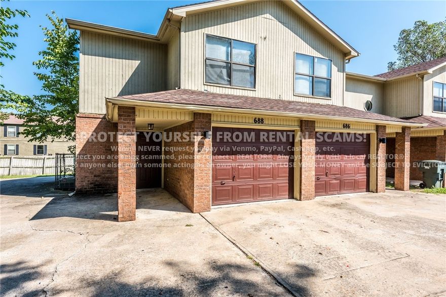 COMING SOON! Available approximately 1/5/26! No pets. Don’t miss this 3-bedroom, 2-bath four-plex in a highly desirable area! Conveniently situated near shopping, dining, hospital, parks, and just a short drive to the University of Arkansas. This home offers carpeted main living areas, ceiling fans, and a U-shaped kitchen with ample cabinetry and a peninsula breakfast bar—perfect for everyday living. Enjoy three spacious bedrooms and relax on the deck out back! *Available date may change. Property is tenant occupied - do not disturb the tenant. **Tenant is responsible for all utilities and lawn care/maintenance.