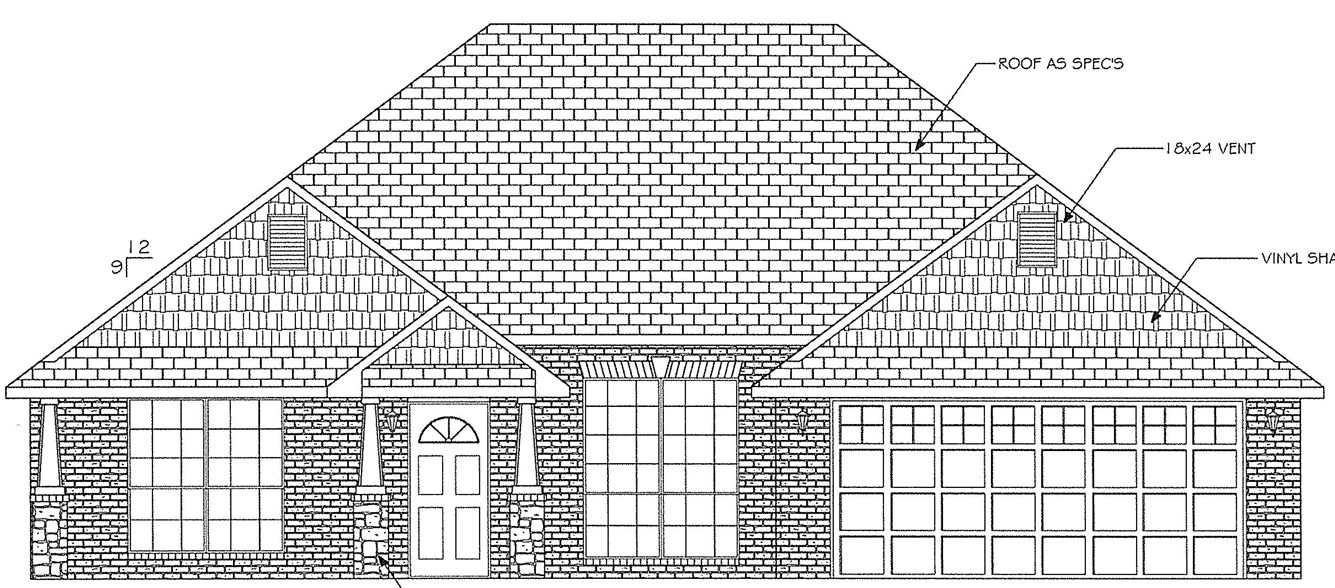 New Construction, open floor plan thru living area complimented with cathedral ceilings, split 3 bedroom plan, with whirlpool tub and walk in shower in master bath. Covered patio in back.
