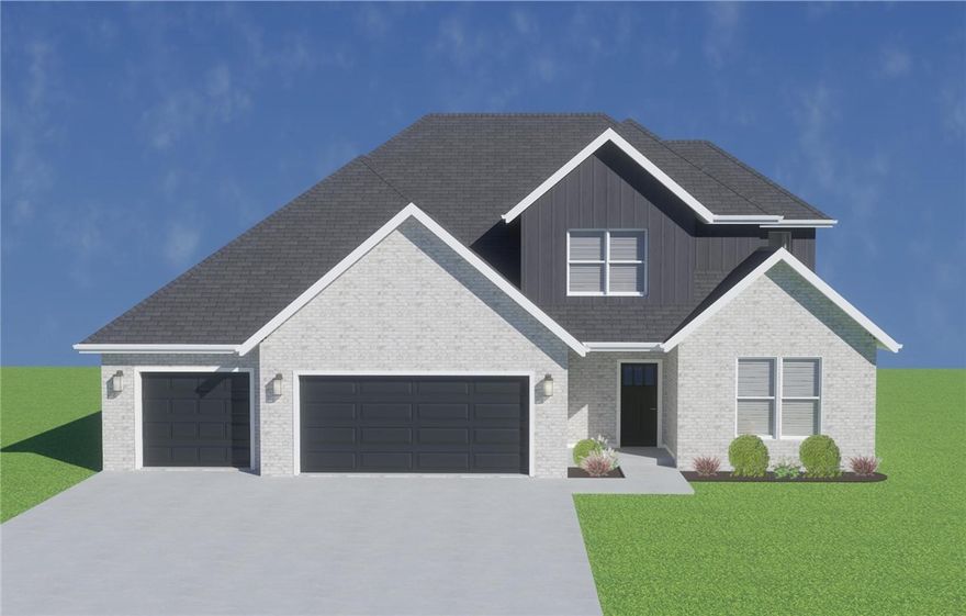 Welcome to Spring Creek Farms, located in the heart of NWA (Cave Springs/Elm Springs). A pool, playground & walking trails will be coming in phase 3. Shaw Elementary is just steps away. Enjoy pickleball, tennis, walking trails & more at nearby Shaw Park. The Ziggy Plan is a two-level, 4-bed, 3.5-bath layout designed for modern living. Features include: 3 car garage, large open floor plan, vaulted ceiling with beams, a gas log fireplace, a huge kitchen with soft close custom cabinets to the ceiling, gas range with fully vented hood, built-in microwave, and a large hidden butler's pantry. The main level also features an additional bedroom, full bathroom and a powder bath. The primary suite features a walk-in shower & a free-standing bathtub for the ultimate spa-like experience. A large back covered patio is complete with internet and gas hookups, ready to entertain. The second level features a second living area, two additional bedrooms, and an additional full bathroom.