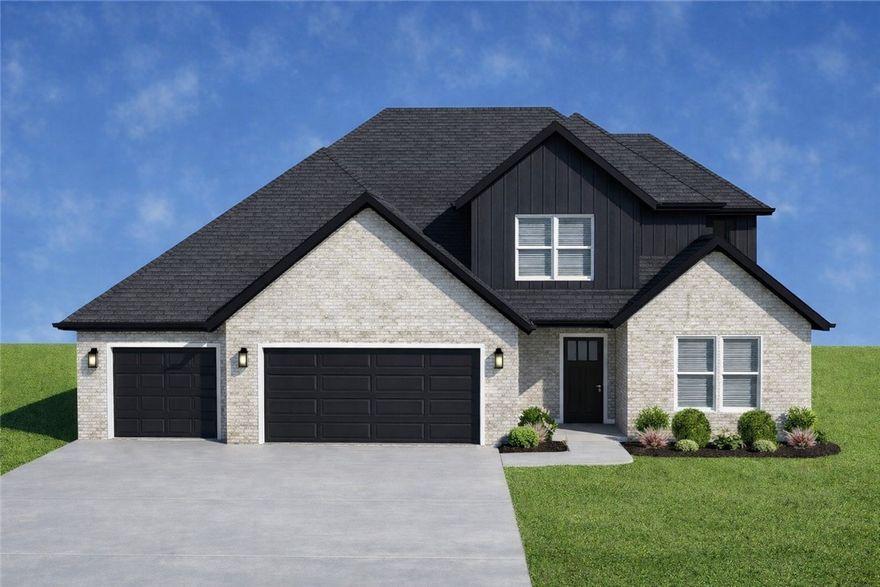 Welcome to Spring Creek Farms, located in the heart of NWA (Cave Springs/Elm Springs). A pool, playground & walking trails will be coming in phase 3. Shaw Elementary is just steps away. Enjoy pickleball, tennis, walking trails & more at nearby Shaw Park. The Ziggy Plan is a two-level, 4-bed, 3.5-bath layout designed for modern living. Features include: 3 car garage, large open floor plan, vaulted ceiling with beams, a gas log fireplace, a huge kitchen with soft close custom cabinets to the ceiling, gas range with fully vented hood, built-in microwave, and a large hidden butler's pantry. The main level also features an additional bedroom, full bathroom and a powder bath. The primary suite features a walk-in shower & a free-standing bathtub for the ultimate spa-like experience. A large back covered patio is complete with internet and gas hookups, ready to entertain. The second level features a second living area, two additional bedrooms, and an additional full bathroom.