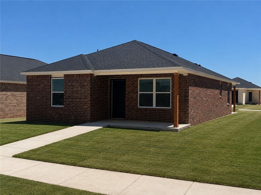 BRICK HOME! The charming Monaco plan is packed with curb appeal. Enjoy your evenings on the cozy covered front porch. This home features an open floor plan with 3 bedrooms, 2 bathrooms, a spacious living area, and a remarkable eat-in kitchen fully equipped with energy-efficient appliances, ample counter space, and a sizable pantry. Plus, a great covered back porch. Learn more about this home today! *Photos are of similar model.