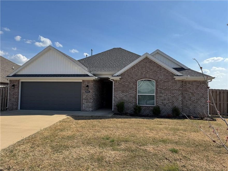 Stunning 3-bedroom, 2-bathroom home built in 2021, featuring a spacious two-car garage and a fully fenced backyard for privacy and enjoyment. Inside, you'll find a cozy fireplace, a covered back porch perfect for relaxing, and elegant neutral finishes throughout. The primary suite offers a spa-like retreat with a full soaking tub, a separate shower, and a generous walk-in closet. The kitchen is designed for both style and functionality, boasting an expansive walk-in pantry and ample counter space. Nestled in the desirable Villages of Sloanbrooke, this home is conveniently located near top-rated schools, popular restaurants, and everyday amenities!