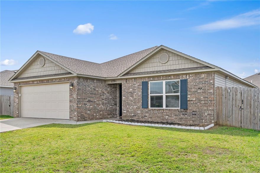 Don't miss this move-in-ready solar home in the highly rated Bentonville School District. This home has a USDA-assumable mortgage with a current interest rate of 2.75%. SOLAR at no cost to the buyers! 

This 3-bed, 2-bath home blends style, comfort, and convenience in one perfect package. Step inside to vaulted ceilings that create an airy, open feel through the living room, hallway, and kitchen. The heart of the home shines with 3cm granite countertops, stainless steel appliances, staggered cabinets, LED can lighting, and a reverse osmosis water filter.

The master suite is your private retreat with a spa-like bath featuring a jetted tub, stand-alone shower, marble counters, and comfort-height toilets.

Modern touches include fresh paint, luxury vinyl flooring, a smart thermostat, and a water softener—ensuring this home is truly move-in ready. Outside, you’ll find a privacy-fenced backyard, storage shed, and quick access to the dog park and future community center.