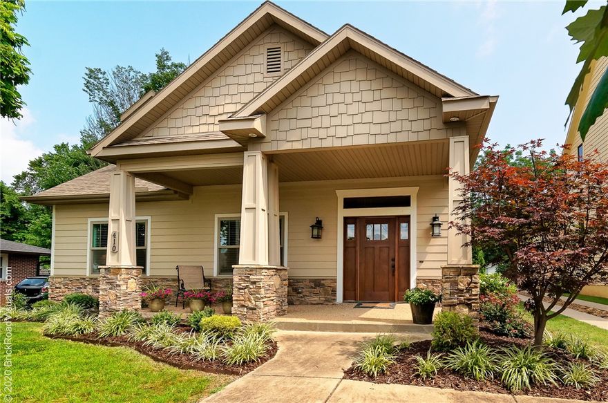 Enjoy the best of Downtown Bentonville living in this charming home!  Real wood floors accentuate the large opening living space.  The kitchen features stainless steel appliances, new dishwasher, gas stove and deep kitchen sink. The 3 car garage is a rare find in Downtown Bentonville offering abundant storage.  The large owner's suite is located on the main level.  Two bedrooms and a jack-n-jill bath are on the second level along with flexible space that could be used as a home office or a playroom.  Flexible space on the main level that could be used as a home office or another living space.  The covered patio is on the east side of the house to enjoy the morning sun but protect from the afternoon heat.  The backyard is partially fenced but could be fully fenced if needed for pets.  The driveway is shared with the house to the east.  Just a few blocks from the Downtown Bentonville square where you can enjoy the restaurants, shopping and farmer's market among other fun events.  Welcome home to Downtown Bentonville.