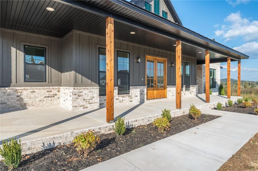 Less than 25 minutes from Springdale or Fayetteville. Welcome to Whitetail Estates! This beautiful new construction home offers 2930 square feet of well-designed living space, featuring a dining room, office/flex room, four bedrooms, three and a half bathrooms and three outdoor patios. The heart of the home features tall ceilings with accent wood beams giving warmth to the space along with the natural light that comes from the large sliding glass doors inviting you to step outside and enjoy the views from the back patio. The kitchen boast ample amount of storage with custom cabinetry throughout, a large island, double oven, gas range, pot filler, and hidden walk-in pantry! The primary suite includes dual vanities, relaxing soaking tub, large tiled shower, and a spacious closet. Two bedroom are connected by a jack and jill bathroom with detailed finishes in every corner. The fourth bedroom is great for guest with its own full bath, large walk-in closet and private patio! Come see this show stopper before its gone!