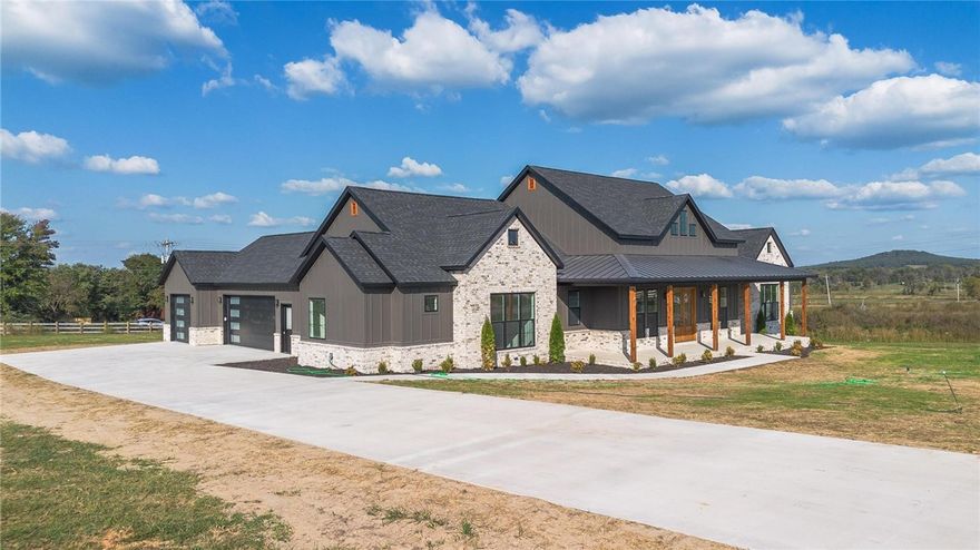 Less than 25 minutes from Springdale or Fayetteville. Welcome to Whitetail Estates! This beautiful new construction home offers 2930 square feet of well-designed living space, featuring a dining room, office/flex room, four bedrooms, three and a half bathrooms and three outdoor patios. The heart of the home features tall ceilings with accent wood beams giving warmth to the space along with the natural light that comes from the large sliding glass doors inviting you to step outside and enjoy the views from the back patio. The kitchen boast ample amount of storage with custom cabinetry throughout, a large island, double oven, gas range, pot filler, and hidden walk-in pantry! The primary suite includes dual vanities, relaxing soaking tub, large tiled shower, and a spacious closet. Two bedroom are connected by a jack and jill bathroom with detailed finishes in every corner. The fourth bedroom is great for guest with its own full bath, large walk-in closet and private patio! Come see this show stopper before its gone!