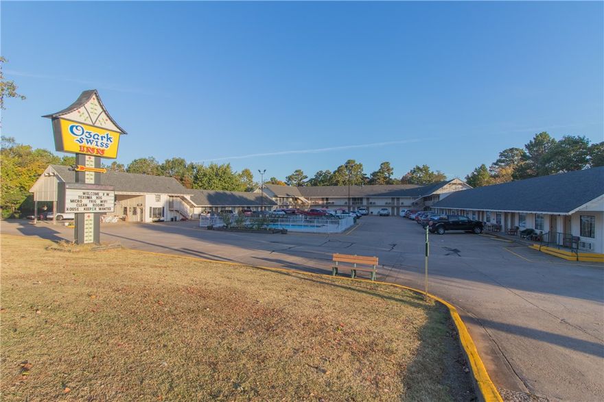 An opportunity to own a well maintained motel located conveniently on the main highway in Eureka Springs, AR. Property is 11.44 acres and 50 units. Guests can enjoy a large outdoor space with seating area, grill and pool. Conveniently located on Trolley Stop 49.
Room Profile: 
(4) 2 room suites, (3) Jacuzzi Suites, (10) King rooms, (30) Double bed rooms, (3) Rooms off-line.
Reservation/booking software (Check-it).