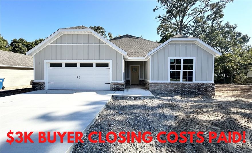 New construction on a FLAT .31 acre lot with wooded views! Will be completed by 10/29/23! $3,000 buyer's closing costs paid from builder's preferred lender! Just minutes from the new Bella Vista bypass, Loch Lomond, Highlands Golf Course, and Huntley Gravity Park! The "Clayton" plan features high-end finishes, hardwood floors, 3 cm marble countertops, 10' ceiling in living, custom cabinets, gas range, large walk-in pantry, & fireplace. Primary bath includes a huge walk-in tile shower, double vanity, and generous closet space! Spacious covered patio and level backyard is ideal for entertaining.