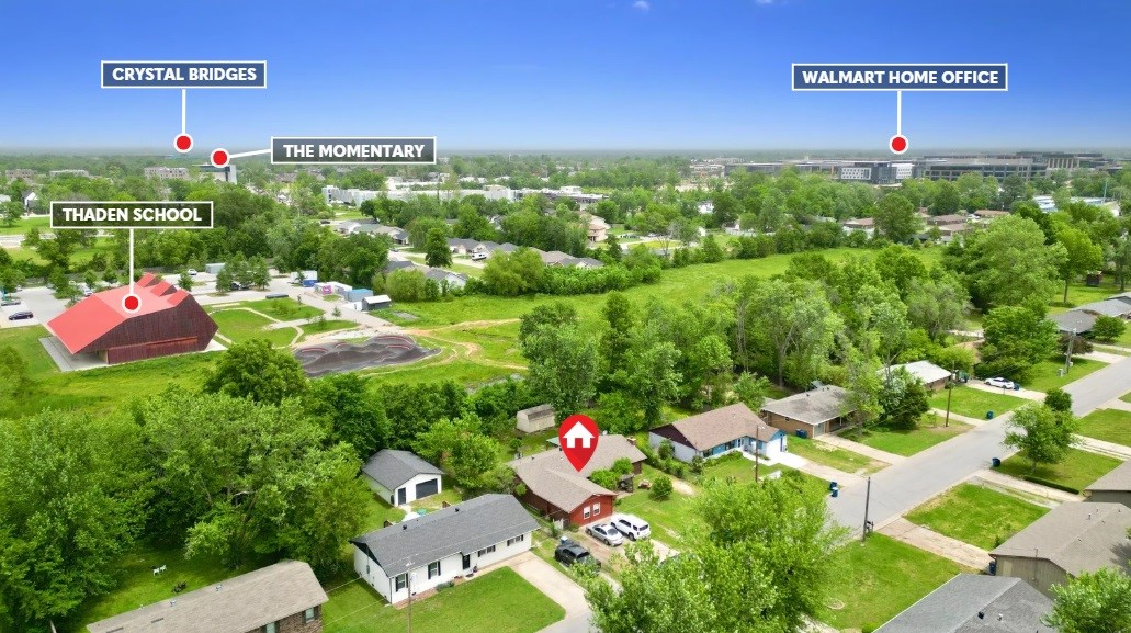 Unlock the Potential: Minutes from the New Walmart Campus
Make downtown Bentonville yours with these great bones. Less than a mile from the new Walmart Campus, this ranch-style home offers five bedrooms and two bathrooms on a .24 acre lot with Thaden school in your backyard. Nothing is stopping you from moving in today but an open-concept transformation could take it to the next level. Think light-filled great room and modern flow with an ARV of $1.14M (as projected by Backflip.com), this is an ideal opportunity for investors or buyers alike who are ready to customize their dream home with a low to mid-level renovation. Whether you're walking to the Momentary, 8th Street Market or grabbing coffee on the Square, you'll love the location, 15 minutes or less on foot to everything that makes Downtown Bentonville special. Appraisal may be lower than sale price.