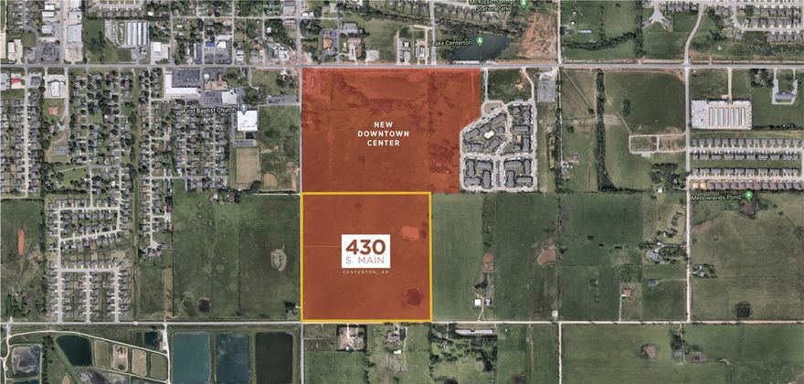 Opportunity to develop Centerton's new downtown area with 40 +/- acres adjacent to proposed Walmart. The city of Centerton's strategic plan approved on July 2020, see attachments. Be a part of building the future lifestyle of Centerton- one of the fastest growing cities in NW Arkansas. The city's plan includes bike trails running along the West side of property, land use, and master street plan. For more information on city's plan visit their website: https://www.centeronar.us/planning-and-development.