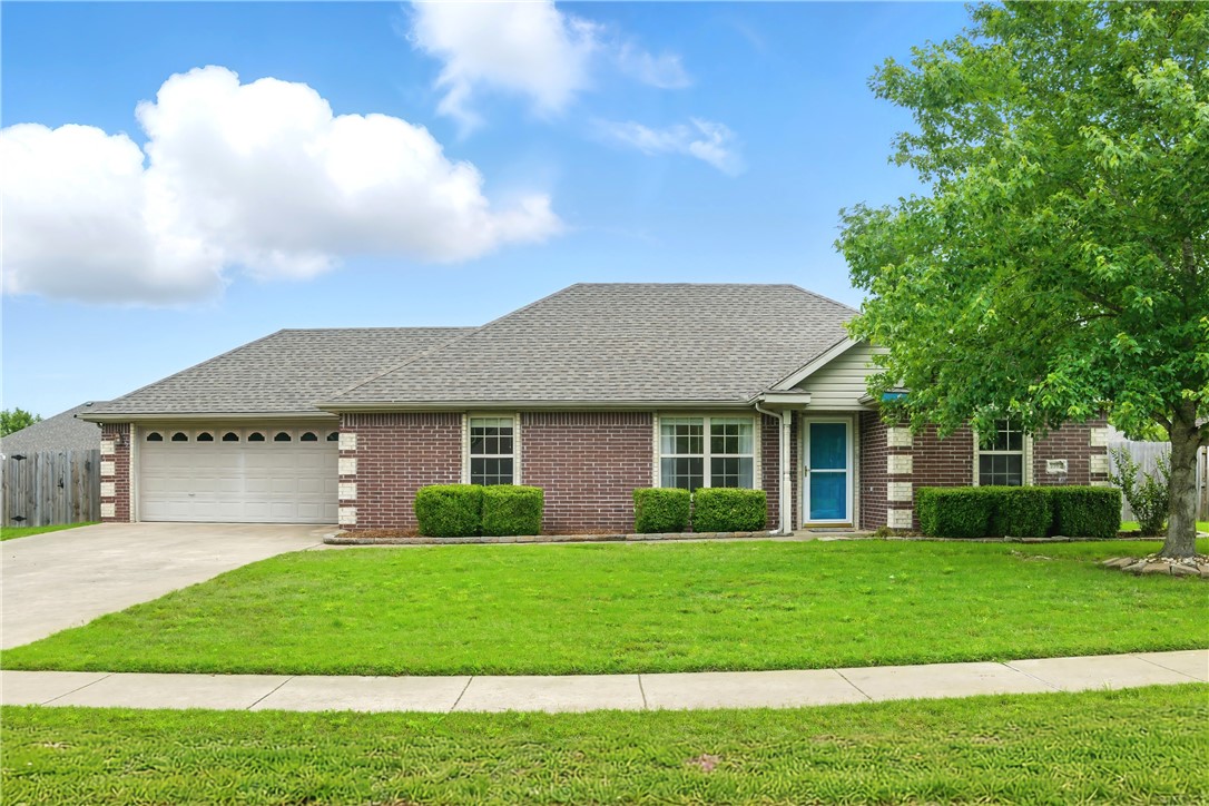 This charming 3 bed, 2 bath all brick home is nestled in a quiet, established neighborhood and has everything you need to call it home. So many updates in the last few years including: New roof, HVAC, paint, LVP flooring, stainless steel appliances, and more. The spacious living room has a vaulted ceiling, gas fireplace and arched doorways. All three bedrooms are freshly painted and the master boasts of tray ceilings, an attached bath and a walk-in-closet. Enjoy the eat-in kitchen with its lively green cabinets, granite countertops, tile backsplash, stainless steel appliances, and pantry storage. The stainless refrigerator, and the GE washer and dryer set, all convey! The large, fenced back yard has a covered patio and a fire pit, making it the perfect place to hang out on summer evenings. Only four miles from Elkins and 9 miles from the U of A, enabling you to enjoy small town life while still being close to Fayetteville and all of its activities.