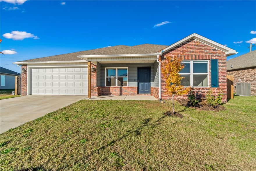 This beautifully maintained Centerton home is filled with custom touches and upgrades that set it apart. Inside, you’ll find rounded wall edges, white roller blinds, and matching trim boards that give a clean, cohesive look throughout. The open-concept living room and kitchen feature 9-foot ceilings, a ceiling fan with remote, and additional pantry shelving for practical storage.All three bedrooms include ceiling fans for comfort year-round. The primary suite boasts subway tile detailing in the bath area and a window for natural light, while the guest bath offers a charming green storage cabinet above the toilet. Both bathrooms feature curved shower rods for a more spacious feel. Outside, attention to detail continues. The fully fenced backyard is built to last—stained, constructed with pre-drilled screws, and posts set two feet deep in concrete with a black metal gate for style and durability. The fence, garden beds, chicken coop, run, and hammock posts are all stained to match.