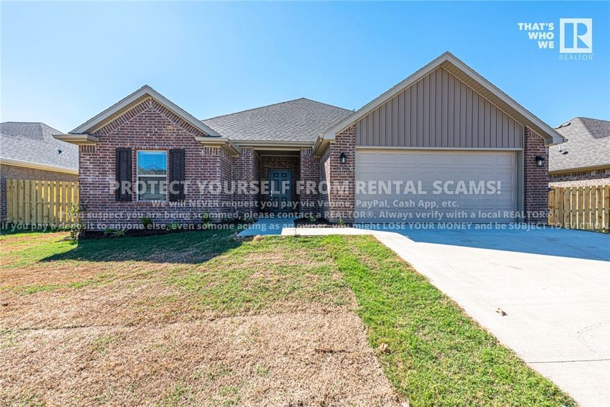 AVAILABLE NOW! Check out this beautiful 3 bedroom 2 bathroom home located just minutes away from shopping & eateries, and a short drive away from Ward Nail Park! Head inside to the spacious living room with LVP flooring, gas log fireplace, ceiling fan, and natural lighting! Flow over to the eat in kitchen with granite countertops, white cabinetry, breakfast bar, stainless steel appliances, and separated section for dining! Check out the primary bedroom with carpet flooring, tray ceiling, and private ensuite with double sink vanity, whirlpool bathtub, separated shower, and walk in closet! Don't miss the large, fenced in backyard with a covered porch! BONUS: All appliances included!