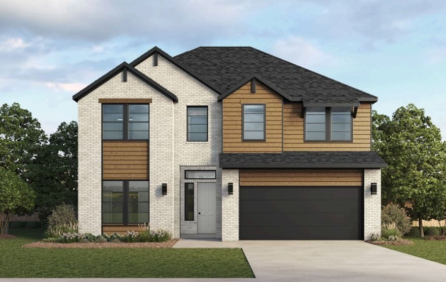 The Milo plan in Morning Star in Bentonville, AR! In Morning Star, you will discover the epitome of luxury in the heart of NWA! This plan offers 5 bedrooms, 4 bathrooms, an upstairs game room and separate media room! Each home features a beautiful modern electric fireplace in the living room, and ceiling fans in all bedrooms, the living room and game room (per plan). You will find engineered wood flooring throughout the first floor with tile flooring in bathrooms; two-story plans will have carpet in all upstairs bedrooms and common areas. The kitchen has beautiful quartz countertops, gas range and black fixtures and cabinet pulls. The primary ensuite features a walk-in shower, freestanding tub, and tile flooring. The exterior of these homes will have 4-sides brick with Hardie® siding (per plan). Each home will have a lovely covered back patio! Address and street name subject to change. Taxes, HOA, and Parcel # TBD.