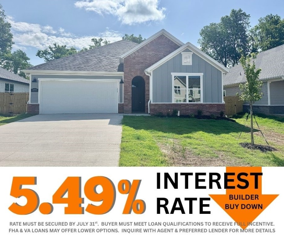 5.49% INTEREST RATE/BUILDER BUY DOWN & fence, blinds and gutters included! Discover your dream home in the new neighborhood- Jacob's Crossing. Caden plan with 1 level, garage on the left & West facing! 13 ft ceilings in the living and dining, linear electric fireplace, LVP flooring throughout the main living areas & primary bedroom, quartz countertops & more. Chef's kitchen boasting frigidaire stainless steel appliances, gas range, pantry, quartz countertops, bar pull handles, large island & gorgeous backsplash. Luxurious primary bedroom features abundant natural light, while the spa-like primary bathroom offers a walk-in shower, double sinks, tub & spacious walk-in closets. Additional features include two large secondary bedrooms & a functional laundry room. Nestled on a generous lot with covered patio that overlooks the serene sodded, fully fenced backyard, creating an exceptional living experience. Sturdy concrete siding! Model home located at 3631 Tranquility St- Lot 1.