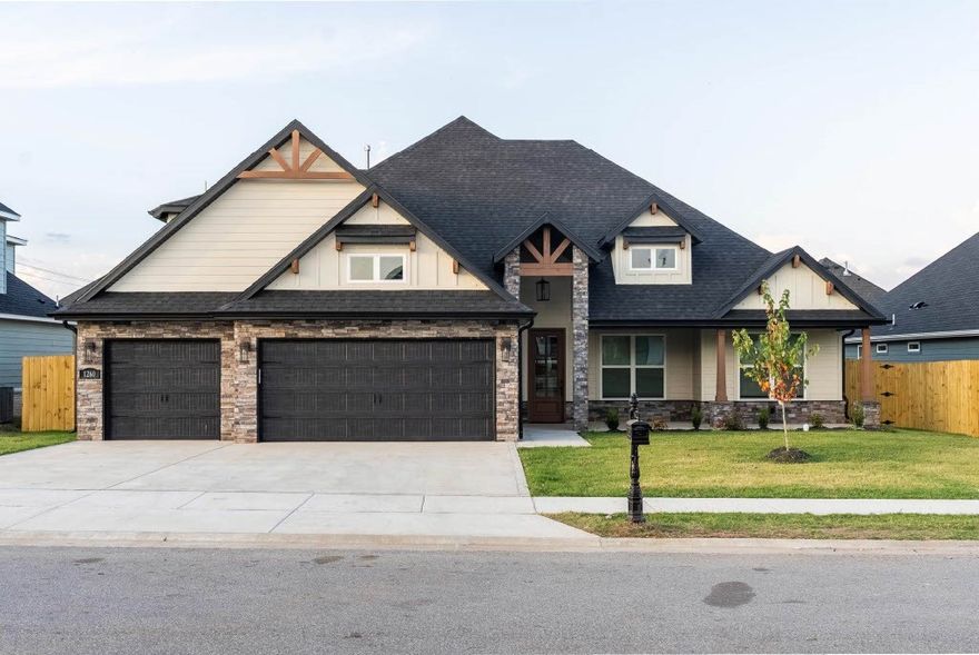 Welcome to Maple Estates, located in Centerton, AR, just 6 miles from downtown Bentonville. This
 community offers convenient access to schools, shopping, and entertainment. The Kenley plan boasts 3,046 square feet of well-designed space, featuring 4 bedrooms and 3.5 bathrooms. Every inch of this home is thoughtfully crafted, combining functionality with elegance. The open-concept living area includes a kitchen that seamlessly flows into the living room, which is highlighted by vaulted ceilings. All bedrooms come with walk-in closets, offering ample storage throughout the home. In addition to the 4 bedrooms, the home includes a downstairs office space and an upstairs bonus room, perfect for various uses. A 3-car garage provides plenty of parking and storage options. Enjoy the outdoors with covered front and back patios, with the back patio featuring a cozy fireplace, ideal for relaxing or entertaining. Additional concessions include $7,500 in closing costs from the builder and up to $5,000 from a preferred lender.
