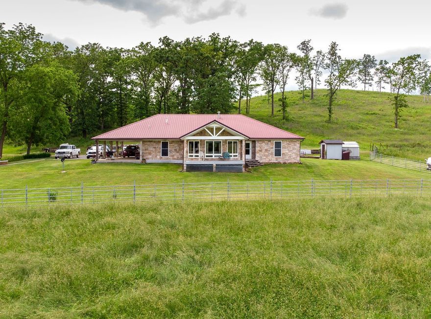 Beautiful 158 acre farm w/ custom built 2,100 sqft home that offers an amazing view. Secluded & only a short drive to the conveniences of town. Home well thought out with oversized rooms & doors, 2 large bedrooms with private baths, oversized living room, kitchen & dining room. Bonus room for office, crafts or 3rd bedroom, separate 3rd full bath. This home has so much to offer, home is equipped w/ outside wood burning furnace or central heat, partial home generator, fireplace, too much to list.