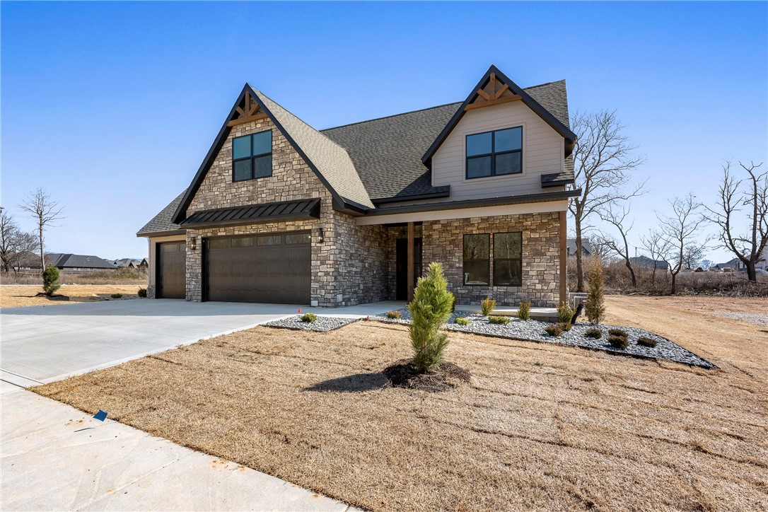 New construction in Big Sky! Another amazing home by NWA's premier builder with attention to detail throughout! Beautiful wood accent beams featured in the open living and kitchen area great for entertaining! Chefās kitchen features large quartz island, double ovens, gas cooktop, tons of cabinets. Master suite on the main level with huge walk-in closet. Other features include office with beautiful accent wall, huge walk- pantry, mudroom with built-in cubbies. Upstairs has 3BRs with optional 4thBR or Bonus/Media room. Covered Patio to enjoy! All the quality and upgrades you expect!