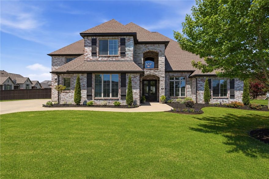 Welcome home to this 5BR/4.5BA, 4,350 SF executive home in the gated community of Oak Tree, in Centerton. Featuring a private office, bonus, & media room on a beautifully landscaped corner lot with an outdoor entertaining area. Just minutes from downtown Bentonville, the Walmart Campus, Crystal Bridges Museum, Coler Mountain Bike Preserve, and premier shopping & dining. Significant updates make this home the perfect blend of luxury, comfort, & convenience! Zoned for Bentonville Schools.