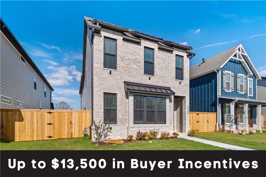 Up to $13,500 in buyer incentives available, including $10,000 from the builder and $3,500 from the preferred lender. Located in West Fayetteville near the University of Arkansas, I-49, shopping, dining, and more. The Faye offers a spacious layout with an open living area that is perfect for everyday living and entertaining. The kitchen features quartz countertops and stainless-steel appliances, and it flows seamlessly into the dining and living spaces. A brick fireplace adds warmth and character to the living room. A mudroom and powder bath complete the first floor. Engineered wood flooring extends through the living room, kitchen, dining area, and mudroom. Upstairs, the owner’s suite includes a large walk-in closet and a bathroom with double vanities and a walk-in shower. Each guest bedroom has its own private full bathroom with a walk-in shower. This home includes a fenced yard, blinds, and gutters.