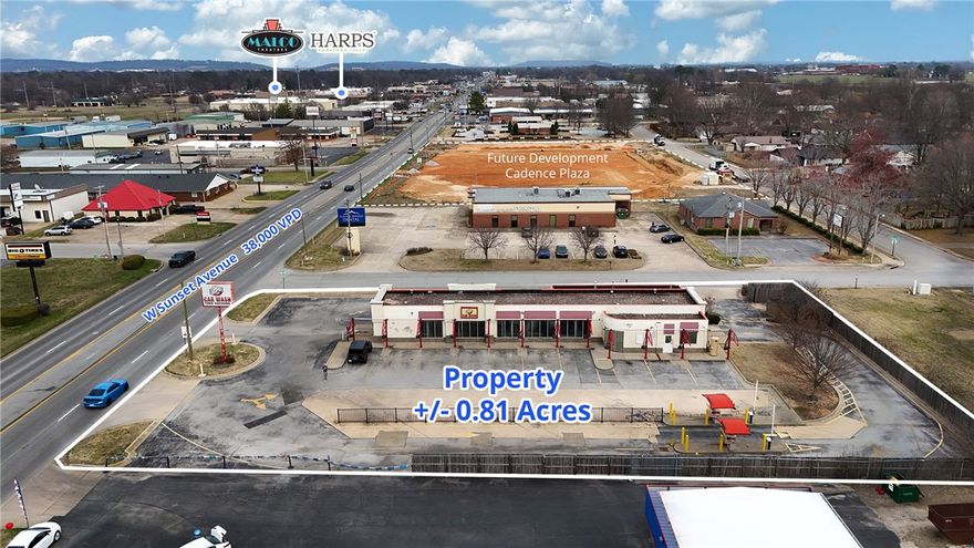 Former car wash for sale at 3681 W Sunset Avenue in Springdale, Arkansas. Located on the city’s bustling retail and business corridor, the property is just east of the Interstate 49 and Highway 412 intersection and minutes from Springdale’s Care Corridor. Surrounded by dense residential neighborhoods and high-traffic commercial developments, this site offers excellent redevelopment potential. Ideal for a drive-thru, retail, or service business with high exposure to commuters.
• Highly visible, hard to penetrate corridor of Springdale
• Highway 412 (W Sunset Ave) frontage with 38,000 cars per day
• Located on hard corner with high visibility
• Former car wash that is currently vacant
• 4,140-square-foot building built in 1995