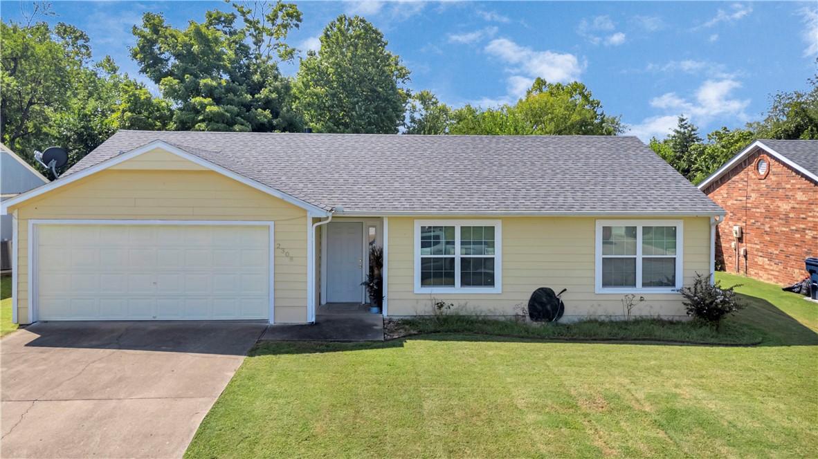 Cute home with new exterior siding, newer roof, spacious kitchen with tons of cabinet space, pantry,tile flooring in wet areas including living room and hallway, vaulted ceilings in living room, spacious closets, covered back porch. House has newwer windows, new HVAC and recently reapineted the interior. This is move in ready.