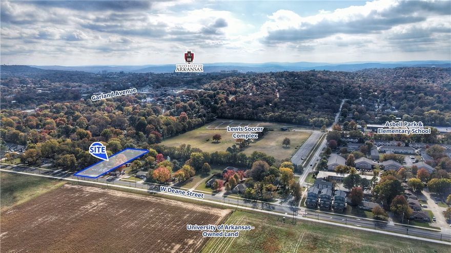 0.8-acre redevelopment opportunity with a 1,312 sf single family home on site.  0.65 miles to Interstate 49. Adjacent to University of Arkansas owned land, two miles to downtown Fayetteville, AR and less than a mile from the University of Arkansas campus. Land is located in an area where other properties are being redeveloped.