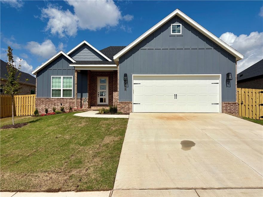 Pea Ridge boasts a variety of activities, all set against the town's scenic beauty. With abundant outdoor recreation, a strong community atmosphere & affordable living, Pea Ridge stands out as one of Northwest Arkansas top emerging communities.Discover comfort & style in the Dove Plan.Step inside to an open-concept layout featuring a spacious living area with custom wood accents and striking beams in the primary bedroom, creating a cozy and inviting atmosphere.For added convenience, the home includes a utility room and a study nook, perfect for managing daily tasks or remote work.Buyers will love the luxury vinyl plank flooring in the living areas, 3CM countertops throughout, stainless steel appliances, and many other features that make this home an opportunity you can't pass up.