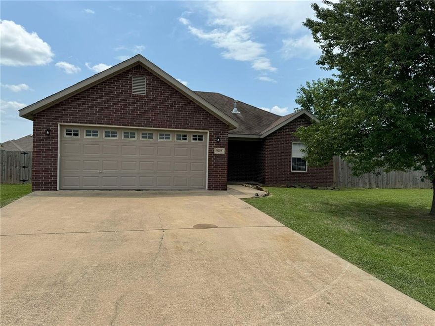 Clean 3 bedroom, 2 bath with 2 car garage, patio, gas log fireplace, fenced yard. One year lease.