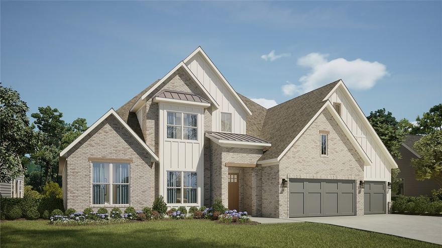 Explore the Anniston, an exquisite estate plan where thoughtful design meets luxurious comfort. As you enter through the double front doors you are greeted with a grand 2-story entrance, and a secondary bedroom downstairs. Off of the Owner's Retreat there is a spa-like bath large shower and a walk-in closet. On the opposite wing, the heart of the home unfolds. An open floor plan showcases a vaulted dining room and a huge family room with a cozy fireplace that flows right into a huge kitchen with a walk-in pantry, and spacious laundry room. Upstairs unveils 3 more bedrooms, 2 full baths and an expansive game room, creating an ideal retreat within this architectural gem.