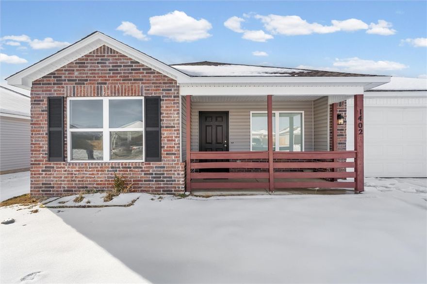 Welcome to 1402 S Pampas in Siloam Springs! This beautiful home offers charming curb appeal with a cozy covered front entry. Inside, you’ll find 4 spacious bedrooms and 2 full bathrooms, along with a large, open living room perfect for relaxing or entertaining. The kitchen is fully equipped with energy-efficient appliances, generous counter space, and a convenient pantry. The laundry room is thoughtfully located just off the garage, making everyday routines a breeze for households of any size. The primary suite provides a comfortable retreat with a walk-in closet for ample storage.