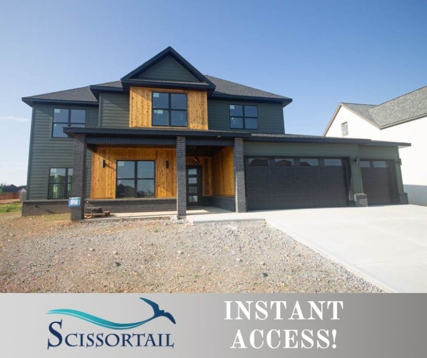 Located in Scissortail's gated community this masterpiece of design & luxury, is a testament to impeccable taste. The heart of this haven is undoubtedly the chef's kitchen, sprawling island, vegetable sink, 5-burner gas cooktop, double ovens, granite counters, walk in pantry & stainless-steel appliances. Living room centers around stunning tile gas fireplace, enveloped by oversized windows that bathe the space in natural light. Adjacent, the dedicated dining area is positioned for a seamless flow. Retreat to the primary suite, where oversized windows invite in sunlight & spa-inspired bath with a walk-in tile shower featuring double showerheads, soaking tub, double sinks & walk-in closet with direct access to the laundry room. Study with French doors & additional main-level bedroom offer versatility. The upstairs reveals a generous bonus room with a wet bar. Enjoy the oversized covered patio overlooking the backyard. $3,000 if you use the preferred Lenders