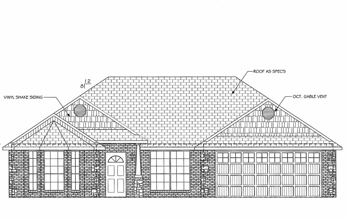 Energy efficient new construction, open floor plan thru living area, 3 bdrm split plan. Whirlpool tub and walk in shower in master bath, Granite countertops, stainless steel appliances wit smooth top range. Covered patio in back.