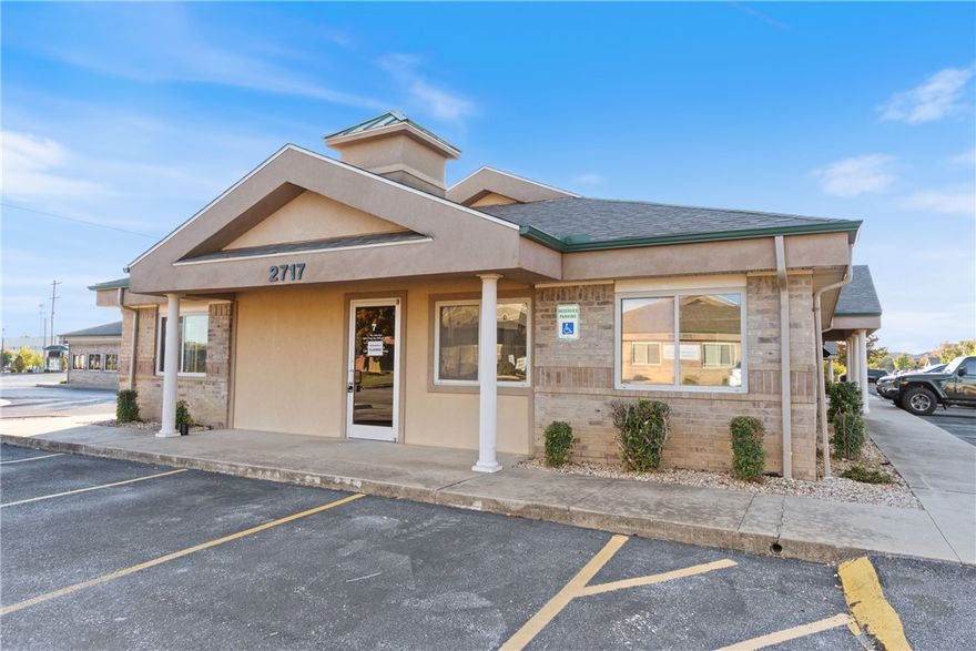Beautifully updated and truly turn-key office space in the heart of Bentonville, just 5 minutes from Downtown and the new Walmart Home Office, and 15 minutes from XNA Airport. This 1,600 SF suite has been fully refreshed with new floors, new paint, new countertops, new hardware, new toilets, and energy-efficient LED lighting throughout. The layout includes four private offices (one with a sink), a large reception or waiting area with plenty of room for a secretary or administrative team, a breakroom with a new quartz countertop slab, two private restrooms, and a storage area. The space is versatile and ideal for medical/dental, professional office, or retail use. All utilities are included so tenants can move in and focus on business from day one. This well-maintained office park offers ample parking, excellent signage opportunities on both the building and marquees, and a professional environment that reflects well on your brand.