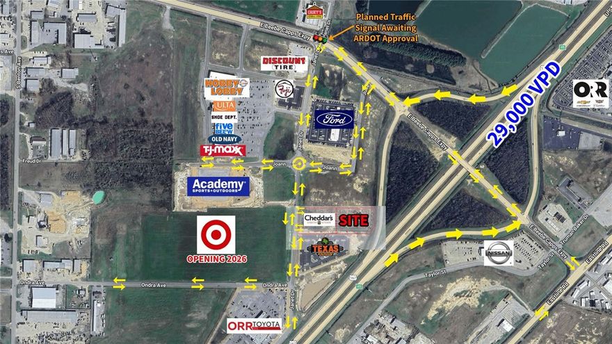 Located adjacent to two national restaurants with great visibility from Hwy 57 and E Beebe Capps Expressway.