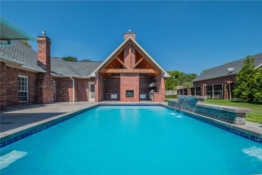 Impressive 3,377 sq ft 1 level updated home located in the community of Pinnacle County Club.  The foyer welcomes you to an open floor plan that is ideal for entertaining featuring open Living Room & Dining Room with private Study & Kitchen with quartz waterfall center island, large pantry, & breakfast room. The primary suite retreat has a tray ceiling, & lavish master bath with jetted bathtub, walk-in shower and 2 walk-in closets. Home boasts 2 additional guest bedrooms & bonus/recreation space. Newly added pool house features a luxury chef’s kitchen featuring top-of-the-line appliances, a large center island, elegant quartz countertops, floor to ceiling cabinetry & full pool bathroom all with views of the backyard. The backyard is a private oasis both relaxing & entertaining featuring a covered patio with vaulted wooden ceiling & dining space, double sided fireplace & outdoor kitchen all overlooking a stunning European style pool with electric safety cover & waterfall. Home also features a large four-car garage.