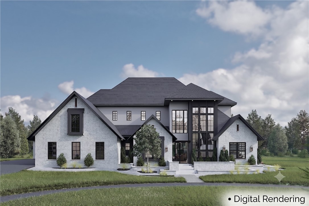 Contemporary two-story residence featuring a brick