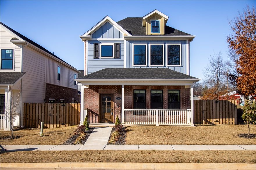Welcome home to this gorgeous new 4-bedroom, 3.5-bath modern farmhouse located in West Springdale! This thoughtfully designed home features an open floorplan with soaring ceilings, creating a spacious atmosphere throughout the living, kitchen, and dining areas. The kitchen boasts a large eating bar, perfect for casual meals or entertaining, complemented by modern finishes and functionality. The main-level primary suite offers a private retreat, while upstairs you’ll find three additional bedrooms and a versatile bonus loft ideal for a playroom or media space. Enjoy the convenience of a Ring doorbell and pre-installed blinds. Step outside to relax on the charming front porch or entertain in the private side fenced yard. The home also includes a 2-car garage and is just steps from a neighborhood park with a playground. Located near restaurants & schools, this home combines comfort, style, and convenience. Virtual tour is of similar home for illustrative purposes only. Actual construction and finishes may vary.