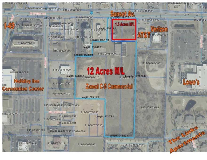 1.5 acres of C-5 commercial just off of I-49. One of the last available parcels with major access to I-49 and US 412 with up to an additional 12 acres available. Close to hotels, Sam's Club, restaurants and housing. Perfect for shopping centers, dealerships, hotels, etc. Traffic count 32,000 cars a day.