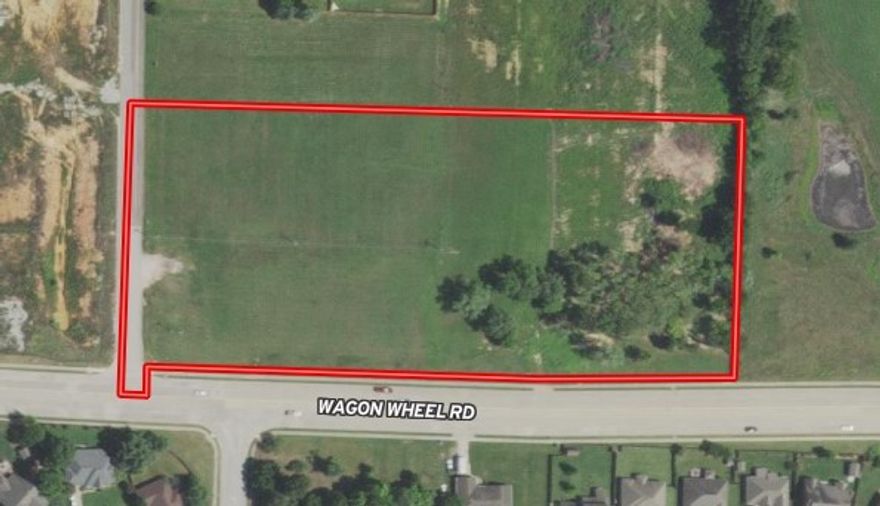 6.74 acres currently zoned C-2 with over 800' of Wagon Wheel frontage. Robins Road is the West boundary for additional access.  Close proximity to I-49.  Water is on South side of Wagon Wheel.  Sewer hook-up is in negotiation.  New survey and Geo report are available.