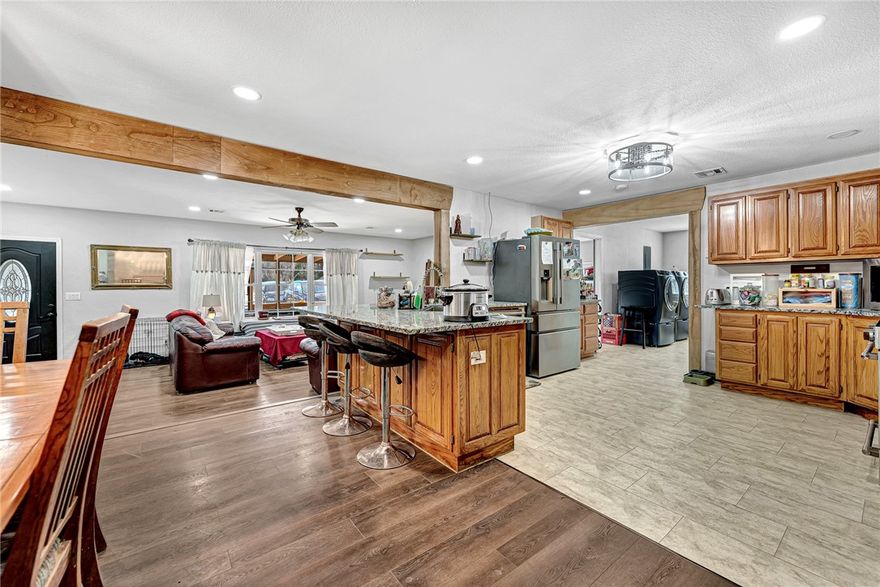 Customed home remodeled to 90% complete. Few minor details remain. Peaceful secluded land with natural spring, and a well that could be easily hooked back up. Beautiful customized kitchen for your gatherings with a large pantry, pot filler over the stove and all stainless steel appliances stay with the home. Master bath is designed to be your sanctuary. Nearly 15 acres of farm land and lots of buildings to make it your OWN!!!
Income producing two bed two bath 16X60 mobile home with its own utility hookups is currently rented.