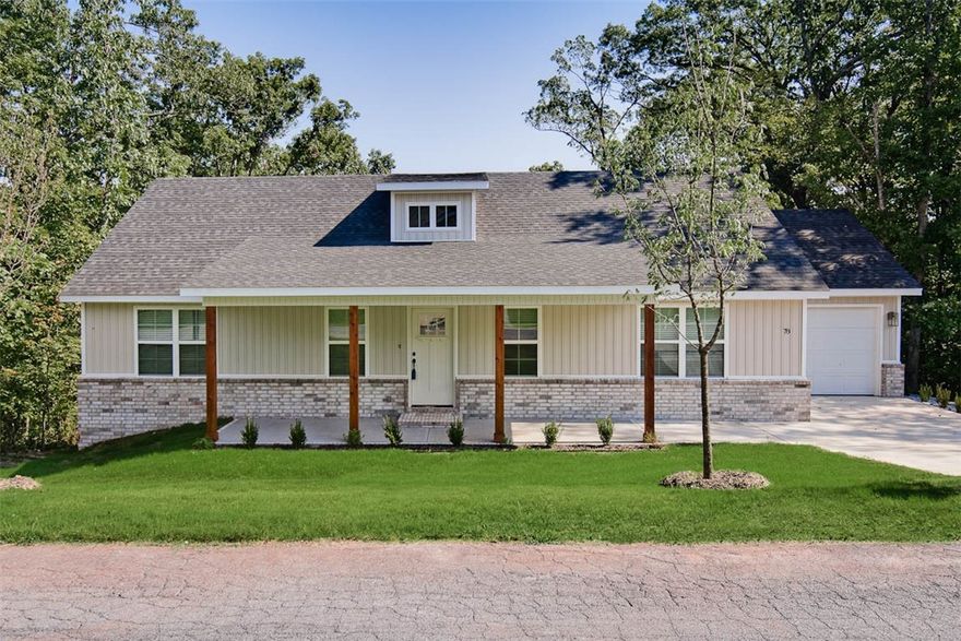 MOVE-IN READY! Check out this beautiful new construction home with easy access to I-49, Branchwood Recreation center & trails, Highlands Golf Course, and Lake Loch Lomond. This charming residence features 2 bedrooms plus a versatile office space. No carpet! The inviting living room showcases a beamed vaulted ceiling and a gas fireplace. The primary bath is a true retreat, offering a luxurious walk-in tile shower, double vanity, and ample closet space. Large wooded lot! Enjoy the spacious covered patio, perfect for relaxation. Schedule your showing today!