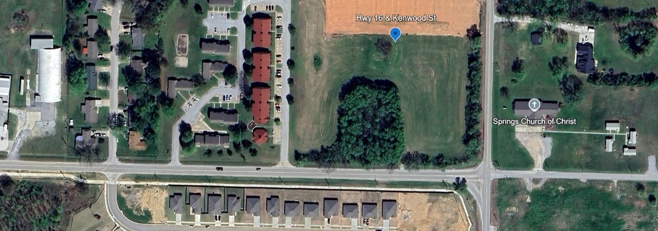 5 +/- Acres on the NW Corner of Hwy 16 & Kenwood St. Zones C-2. 8" waterline at street. Sewer next door. Ready for your new development.