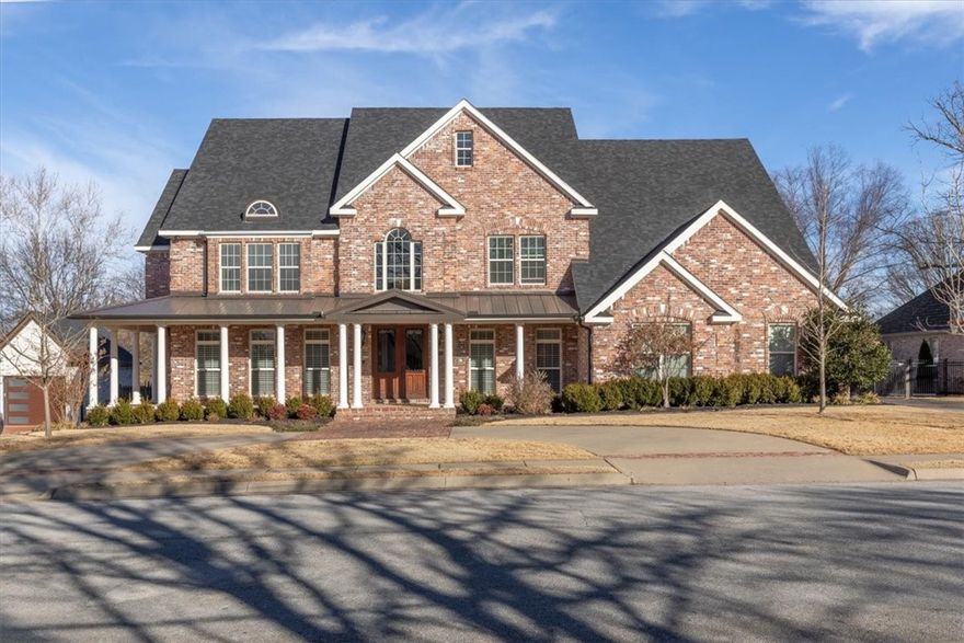 Welcome to Willow Bend subdivision! Convenient to schools, shopping, restaurants, and the Razorback Greenway! This home has it all, from the circle driveway and wrap around porch, to the grand swooping staircase, to the heated pool, and large entertainment spaces! You will find luxury in many areas of the home including the beautiful built-ins, crown moldings, huge primary suite that includes a private sitting room with fireplace, and a secondary primary suite on the main level. 5 bedrooms, 4 full and 1-half bath, an office space, formal dining, and large media room with kitchenette!