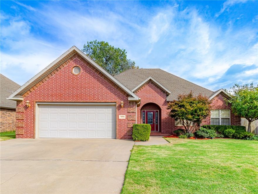 This beautiful 3 bedroom home is a must see!  Full brick exterior, landscaping, gutters, fenced back yard, cathedral ceiling, gas log fire place, granite counter tops throughout, whirlpool tub/separate shower in master suite, tumbled stone back splash & stainless steel appliances. The elegant formal dining room is adorned with crown molding, wainscoting and beautiful hardwood floors. The floor plan is a highly desirable split floor plan with plenty of room for the family. One of the dining spaces could be made into an office space.