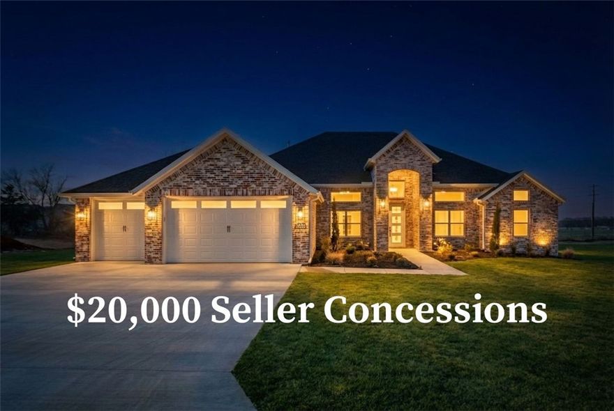 Welcome to The Reserve at Serenity Ridge! This stunning one-level home features an open floor plan with 5 bedrooms and 3.5 bathrooms. The gourmet kitchen includes double ovens, quartz countertops, and custom cabinetry. The spacious primary suite offers a large walk-in closet, double vanity, and dual shower heads. Beautiful finishes throughout, plus a covered patio with a fireplace for outdoor entertaining. Located in a great spot in Lowell, with easy access to I-49, Bentonville, Rogers, and top-rated schools. The seller is offering $20,000 towards concessions. Taxes are based on land only.