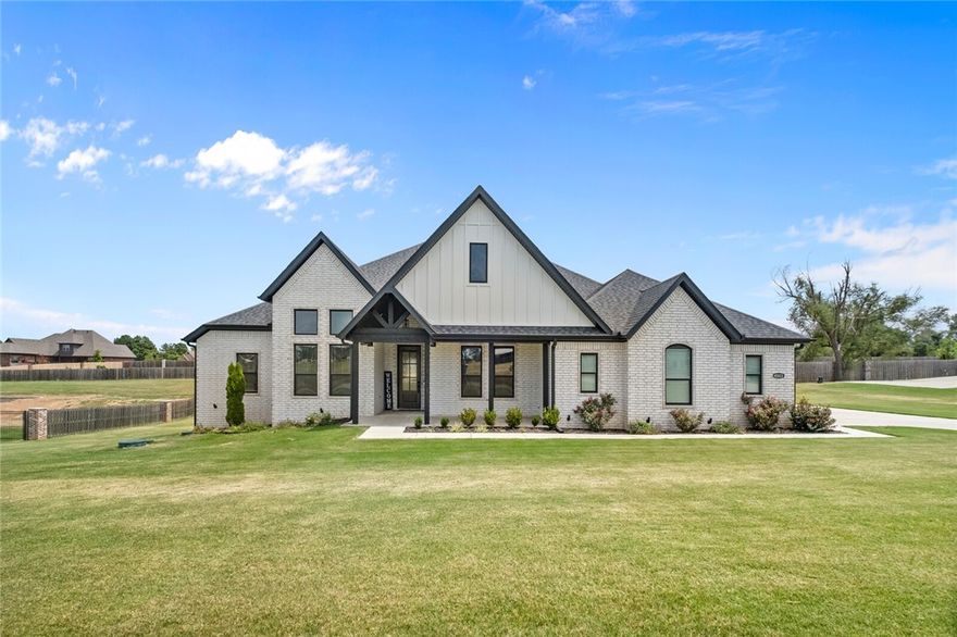 Stunning 4-Bedroom Home on Over an Acre with Open Floor Plan! 
Discover your dream home featuring 4 spacious bedrooms and 3 bathrooms, set on a lovely lot of just over an acre. This modern home offers an inviting open floor plan perfect for entertaining.
The kitchen showcases quartz countertops, ceiling-high cabinets, soft-close drawers, a pot filler, refrigerator, and wine fridge. Relax in the luxurious primary suite with a freestanding tub and a tiled shower featuring a rain showerhead—perfect for unwinding after a long day. The dedicated office space includes built-in shelves and a desk that convey, providing a comfortable and convenient work environment. Step outside to the inviting patio, complete with an outdoor fireplace, ideal for cozy evenings spent with family and friends. The washer and dryer also convey with the home. This property combines modern luxury with functional living and a spacious layout, making it truly a must-see. Don’t miss your chance to own this exceptional home!