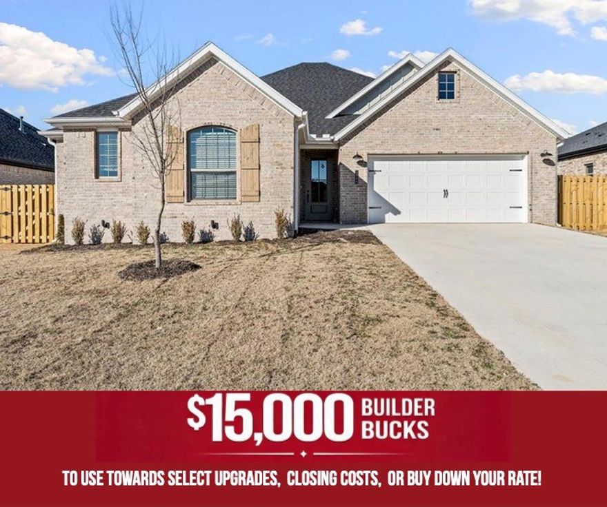 Welcome to the Mallard – this single-story home featuring a 2-car garage and a beautifully connected open-concept layout. Step inside to an inviting open living, dining, and kitchen space, perfect for entertaining or everyday living. The utility room conveniently located off the primary suite adds ease and functionality to your daily routine. Enjoy elevated comfort with a reliable gas water heater, ensuring efficient hot water throughout the home. Step outside to the covered back patio—already equipped with a fan and TV hookup—offering effortless outdoor relaxation and entertainment year-round. With its thoughtful layout, modern features, and prime location, the Mallard floor plan delivers the perfect blend of convenience, style, and comfort for today’s homeowners. For a limited time, Lower your interest rate with $15,000 from the builder + up to 4k in closing costs from select lenders. For a total of up to 19K with lender incentives. Fence, blinds, and gutters are all included.