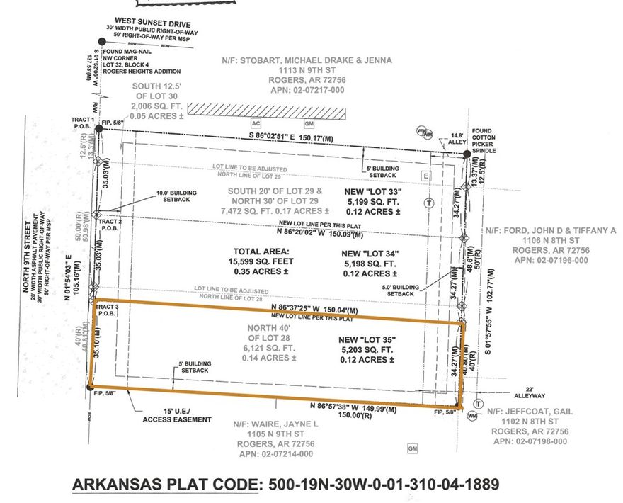 Build your dream home on this cleared, ready-to-build lot in an established Rogers neighborhood! With all utilities on site—including water, electricity, gas, and city sewer—this property offers the convenience of in-town living with easy access to everything Northwest Arkansas has to offer. The lot features a 3-inch water line at the rear of the property and an 8-inch sewer line at the street, ensuring robust infrastructure for your new construction. Currently zoned T4.1 with future zoning U-NH, this property provides flexibility for residential development. Located just 0.4 miles from Northwest Park and 2.2 miles from the scenic Lake Atalanta Park & Trails, you'll enjoy outdoor recreation right at your doorstep. Downtown Rogers is only 1.4 miles away, and everyday conveniences like Walmart Supercenter are within 2.2 miles. Don't miss this rare opportunity to build in a desirable Rogers location!